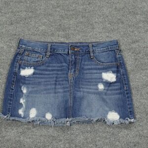 Old Navy Skirt Women 6 Blue Distressed Denim Mini Raw Hem Frayed Casual